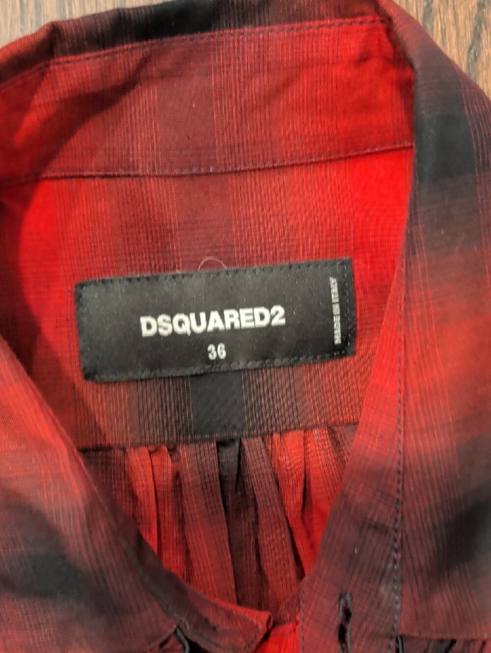 DSQUARED2 Red and Black Plaid Tiered Long-Sleeve Shirt Dress - Picture 2 of 7